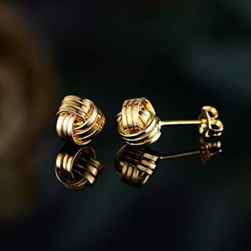 Barzel 18K Gold Plated Love Knot Stud Earrings for Women