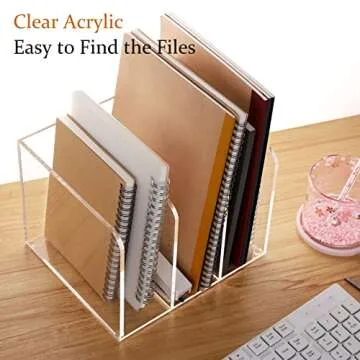 Magazine Holder, Clear Acrylic Magazine Rack, File Organizer for Office Desk, Book Organizer,-One-Piece-3 Vertical spaces,1 pack (B5)……