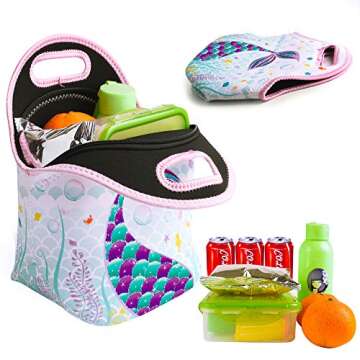 Mermaid Lunch Bag for Kids Durable Reusable Gift for School