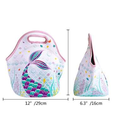 Mermaid Lunch Bag for Kids Durable Reusable Gift for School