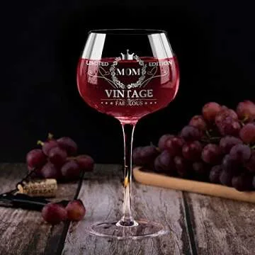 Engraved Vintage Wine Glass Gift for Mom - Perfect for Birthdays