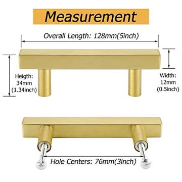goldenwarm 3in Gold Drawer Pulls Brushed Brass Cabinet Pulls 15 Pack - LS1212GD76 Gold Drawer Knobs ...