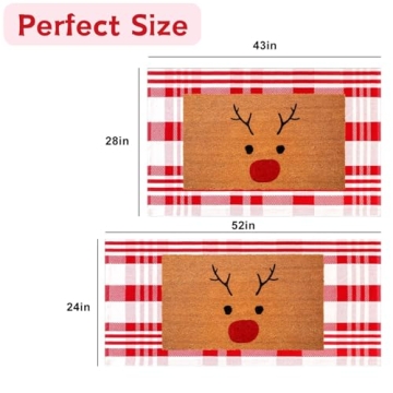 Red and White Christmas Plaid Rug 28x43