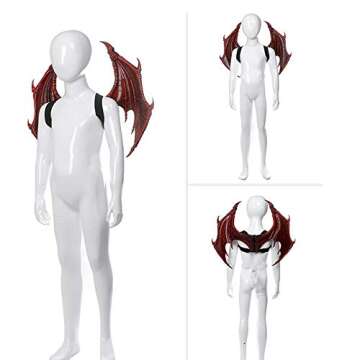 Alodidae Dragon Costumes Set Devil Wings Demon Tail Dino Mask for Halloween Masquerade Party Cosplay (Red)