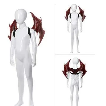 Alodidae Dragon Costumes Set Devil Wings Demon Tail Dino Mask for Halloween Masquerade Party Cosplay (Red)