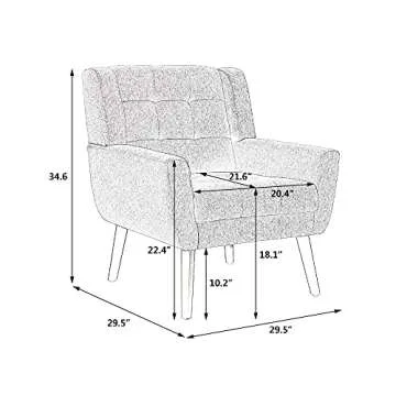 Dolonm Midcentury Modern Accent Chair with Arms, Upholstered Fabric Reading Side Chair Tufted Back Decorative Wingback Chair for Living Room Bedroom (Orange)