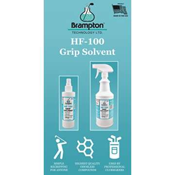 Brampton HF-100 Premium Golf Grip Solvent for Regripping Golf Clubs and Golf Grip Repair - Shake and Spray Golf Grip Solution - Non-Toxic, Non-Flammable, and Odorless Golf Grip Solvent (8oz)