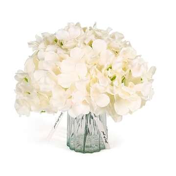 Auihiay 64pcs Silk Hydrangea Artificial Flowers, Champagne Artificial Hydrangea Flowers with Stems, ...