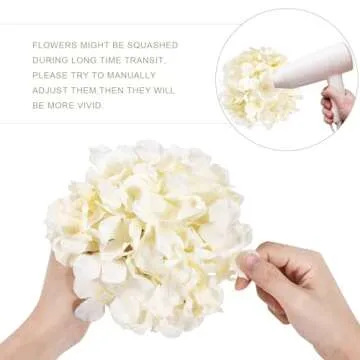 Auihiay 64pcs Silk Hydrangea Artificial Flowers, Champagne Artificial Hydrangea Flowers with Stems, Full Hydrangea Flowers for Wedding Centerpieces, Home, Garden, Party Decoration (Champagne)