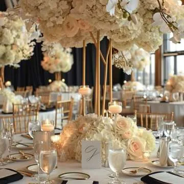 Auihiay 64pcs Silk Hydrangea Artificial Flowers, Champagne Artificial Hydrangea Flowers with Stems, Full Hydrangea Flowers for Wedding Centerpieces, Home, Garden, Party Decoration (Champagne)