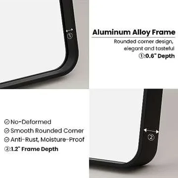 JISOSO Black Bathroom Mirror, 24x32 Inch Thick Rectangle Metal Framed Wall Mirror, Modern Round Corner Bathroom Vanity Mirror for Over Sink, Bedroom, Living Room, Entryway