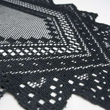 Elegant DII Black Lace Table Runner for Halloween Décor