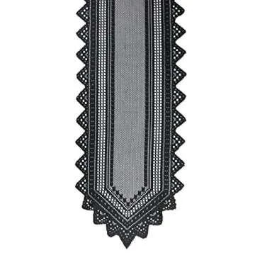 Elegant DII Black Lace Table Runner for Halloween Décor