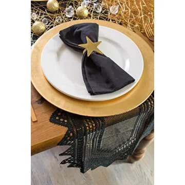 Elegant DII Black Lace Table Runner for Halloween Décor
