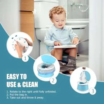 Portable Potty for Toddler Travel Foldable Potty Seat for Toddler Training Toilet for Kids Boys Girls Car Potty On The Go Potty Travel Potty Chair for Camping Park Indoor/Outdoor (Blue)