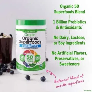 Orgain Organic Greens Powder + 50 Superfoods - Vegan Energy Boost