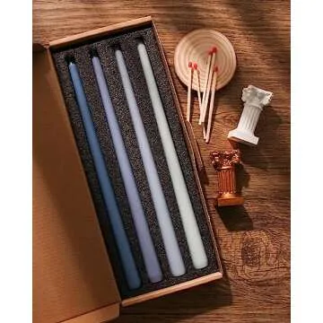 Viyffo 12 Inch Blue Taper Candles Set of 4 Unscented Smokeless Long Tall Tapered Candles for Candles...