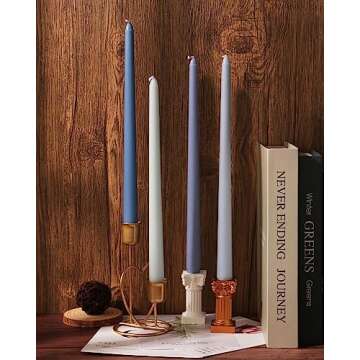 Viyffo 12 Inch Blue Taper Candles Set of 4 Unscented Smokeless Long Tall Tapered Candles for Candlesticks Sticks Wedding Home Decor Dinner