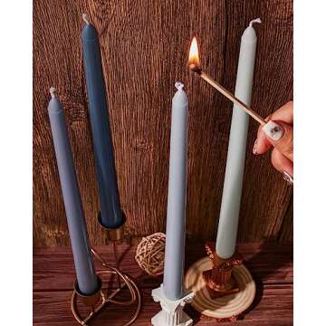 Viyffo 12 Inch Blue Taper Candles Set of 4 Unscented Smokeless Long Tall Tapered Candles for Candlesticks Sticks Wedding Home Decor Dinner