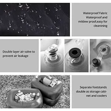 TOYOUN Inflatable Car Air Mattress with Pump, Headboard, 2 Pillows, Footstools Blow up Air Bed Mattress for Car SUV Truck Back Seat Portable Compact Twin Size Air Mattress for Travel and Camping, Gray