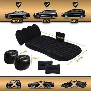 TOYOUN Inflatable Car Air Mattress with Pump, Headboard, 2 Pillows, Footstools Blow up Air Bed Mattress for Car SUV Truck Back Seat Portable Compact Twin Size Air Mattress for Travel and Camping, Gray