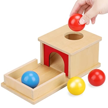 TOY Life Montessori Object Permanence Box with 3 Balls - Educational Toy for 6-12 Months