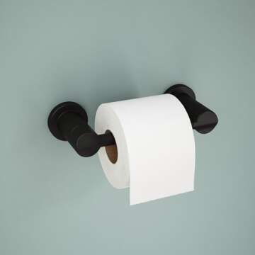 Delta Nicoli (1-Pack) Toilet Paper Holder Matte Black Tissue Roll Holder for Bathroom Organization a...