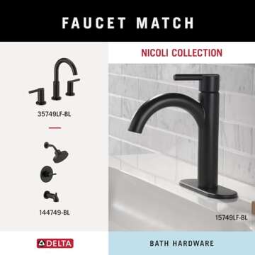 Delta Nicoli (1-Pack) Toilet Paper Holder Matte Black Tissue Roll Holder for Bathroom Organization and Storage Pivoting Toilet Tissue Holder Wall Bathroom Accessories NIC50-MB