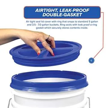 5 Gallon White Bucket with White Gamma Seal Screw on Airtight Lid (3 Count), Food Grade Storage, Premium HPDE Plastic, BPA Free, Durable 90 Mil All Purpose Pail, Made in USA