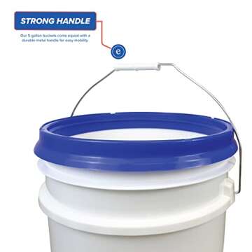 5 Gallon White Bucket with White Gamma Seal Screw on Airtight Lid (3 Count), Food Grade Storage, Premium HPDE Plastic, BPA Free, Durable 90 Mil All Purpose Pail, Made in USA