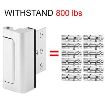 2 Pack Door Reinforcement Locks with 8 Screws, Home Security Door Lock for Toddler, Childproof Door Lock Night Lock Withstand 800 Lbs White