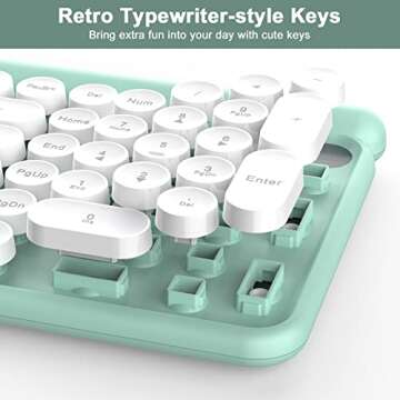 RaceGT Wireless Typewriter Keyboard and Mouse - Wireless Keyboard with Silent Mouse, Cute Retro Keyboard Mouse Combo, 2.4G Cordless USB Computer Keyboard Mouse Set for Windows Laptop/Desktop/PC