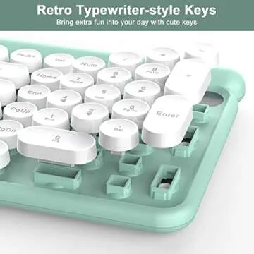 RaceGT Wireless Typewriter Keyboard and Mouse - Wireless Keyboard with Silent Mouse, Cute Retro Keyboard Mouse Combo, 2.4G Cordless USB Computer Keyboard Mouse Set for Windows Laptop/Desktop/PC
