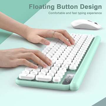RaceGT Wireless Typewriter Keyboard and Mouse - Wireless Keyboard with Silent Mouse, Cute Retro Keyboard Mouse Combo, 2.4G Cordless USB Computer Keyboard Mouse Set for Windows Laptop/Desktop/PC
