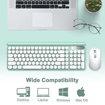 RaceGT Wireless Typewriter Keyboard and Mouse - Wireless Keyboard with Silent Mouse, Cute Retro Keyboard Mouse Combo, 2.4G Cordless USB Computer Keyboard Mouse Set for Windows Laptop/Desktop/PC