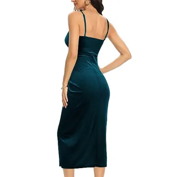 Missufe Velvet Midi Dress – Elegant Party Wear for Women