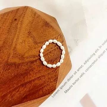 Erloysa Vintage Boho Adjustable Pearl Ring for Women