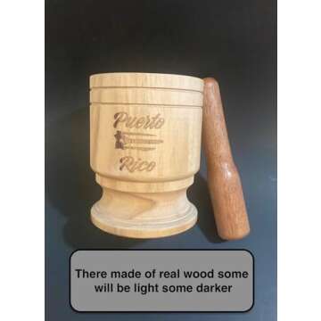 Puerto Rico Pilon - Traditional Puerto Rican Wooden Mortar and Pestle for Authentic Boricua Latin Flavor!
