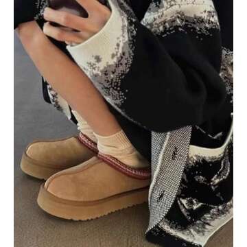 Comfortable Wtoky Women's Fleece Lined Platform Slippers