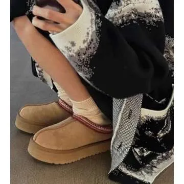 Comfortable Wtoky Women's Fleece Lined Platform Slippers