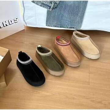 Comfortable Wtoky Women's Fleece Lined Platform Slippers