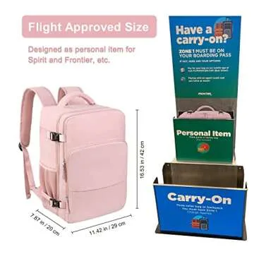 Hanples Carry On Bags Travel Backpack for Women - 35L Personal Item Luggage Backpack, Waterproof, USB Charging, Fits 16 Inch Laptops Airplane Travel Essentials