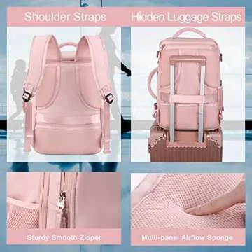 Hanples Carry On Bags Travel Backpack for Women - 35L Personal Item Luggage Backpack, Waterproof, USB Charging, Fits 16 Inch Laptops Airplane Travel Essentials