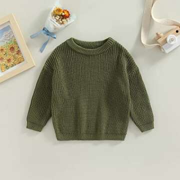 Afunbaby Baby Girl Boy Knit Sweater Blouse Pullover Sweatshirt Warm Crewneck Long Sleeve Tops for Infant Toddler (0-3 Months,Army Green)
