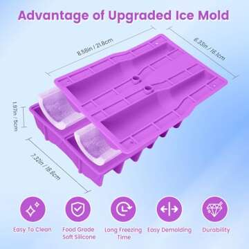 2014 Ice Mold for Stanley Cup 40 Oz,Upgraded Ice Cube Tray for Tumbler with Lid,Easy to Release Cylinder Ice Mold,for Chilling Drinks,Coffee,Juice, Whiskey Purple