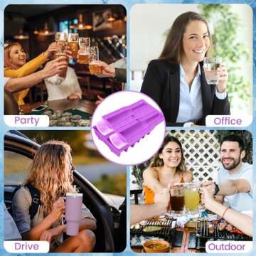 2014 Ice Mold for Stanley Cup 40 Oz,Upgraded Ice Cube Tray for Tumbler with Lid,Easy to Release Cylinder Ice Mold,for Chilling Drinks,Coffee,Juice, Whiskey Purple
