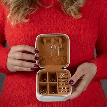 Personalized Leather Jewelry Box with Name, Custom Engraved Jewelry Organizer Case - Adjustable Compartments Jewelry Travel Case, Personalized Gifts for Women, Gifts for Mom, Her, Wife, Teal