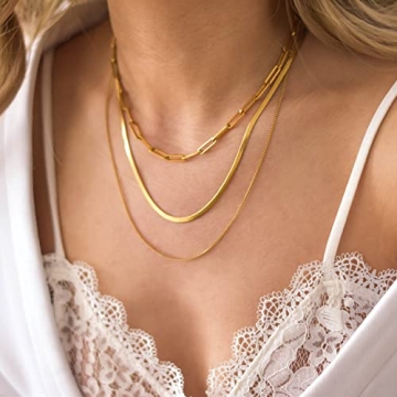 CHESKY 18K Gold Dainty Choker Layered Necklaces