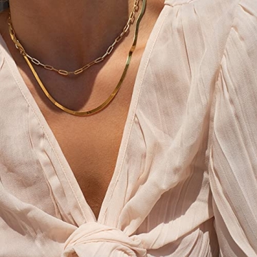 CHESKY 18K Gold Dainty Choker Layered Necklaces