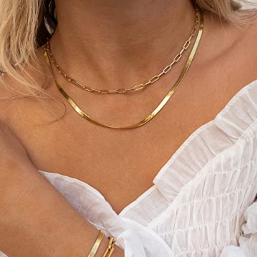 CHESKY 18K Gold Dainty Choker Layered Necklaces